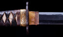 Katana Antica Giapponese con Menuki a Libellula Tombo e Tsuba Paesaggio Sansui