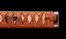 Katana Antica Giapponese con Saya Rosso e Tsuba Fukurin Momiji Dorata