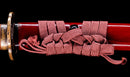 Katana Antica Giapponese con Saya Rosso e Tsuba Fukurin Momiji Dorata