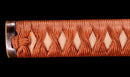 Katana Antica Giapponese con Saya Rosso e Tsuba Fukurin Momiji Dorata