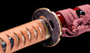 Katana Antica Giapponese con Saya Rosso e Tsuba Fukurin Momiji Dorata