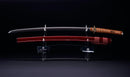Katana Antica Giapponese con Saya Rosso e Tsuba Fukurin Momiji Dorata