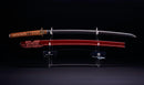 Katana Antica Giapponese con Saya Rosso e Tsuba Fukurin Momiji Dorata