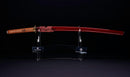 Katana Antica Giapponese con Saya Rosso e Tsuba Fukurin Momiji Dorata