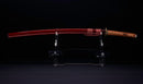 Katana Antica Giapponese con Saya Rosso e Tsuba Fukurin Momiji Dorata