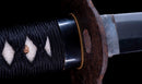 Katana Antica Giapponese con Koshirae in Lacca Nera e Tsuba in Ferro con Motivo a Piuma firmata Chikushi Tadamasa - Hozon
