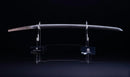 Katana Antica Giapponese con Koshirae in Lacca Nera e Tsuba in Ferro con Motivo a Piuma firmata Chikushi Tadamasa - Hozon