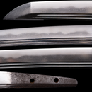 Wakizashi Antico Giapponese Toranba Hamon con Kogatana & Shakudō Tsuba