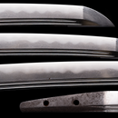 Wakizashi Antico Giapponese Toranba Hamon con Kogatana & Shakudō Tsuba